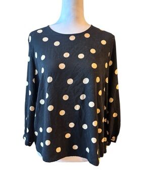 Reserved Eco Aware Black Polka Dot Long Sleeve Blouse